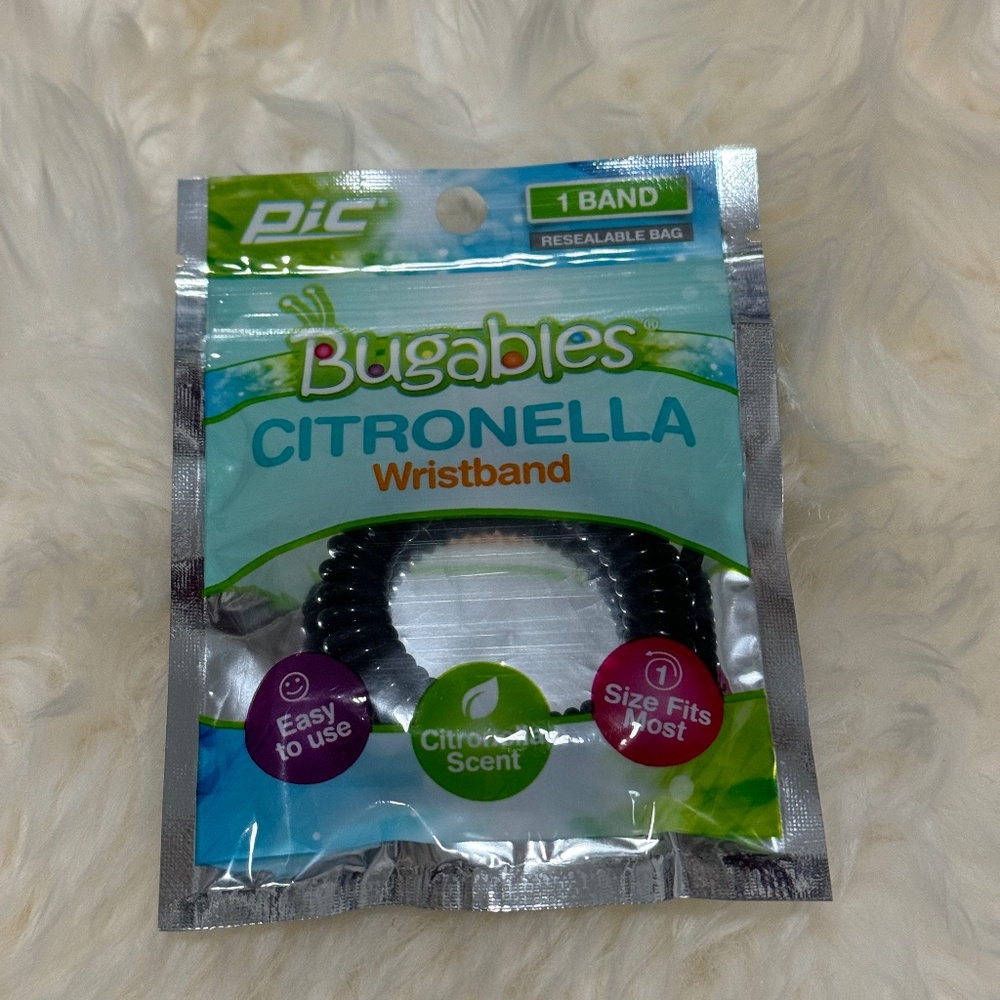 NEW Pic Bugables Citronella Wristband Unisex Men & Women Helps Repel Mosquitoes
